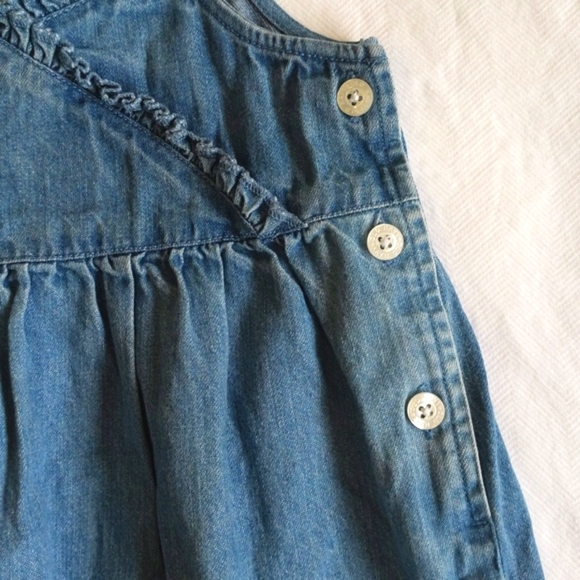 vintage old navy floral embroidered cotton denim summer dress 4T toddler girls - Picture 3 of 8